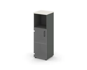 Шкаф средний узкий левый прозр. стекло с нишей 400x400x1203 зад. стенка HDF Стайл Проджект / Style Project images