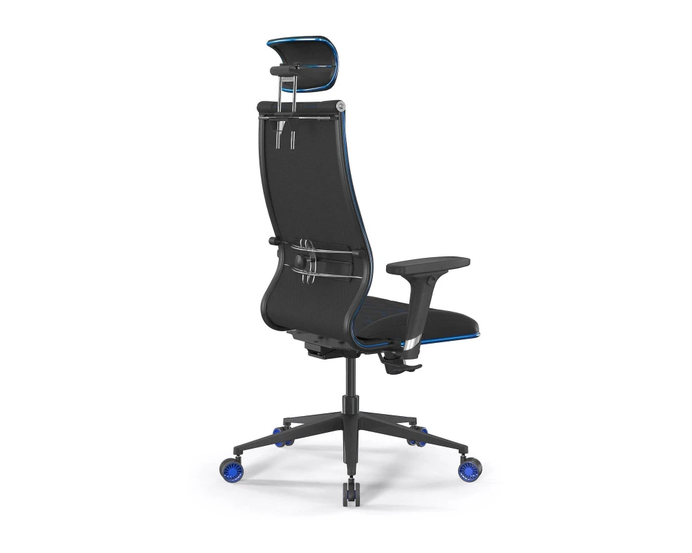 Кресло ErgoLife SynchroSit 10 B2-244D M25.B11.G19.W27 (Синяя строчка) Ткань/Экокожа, Черный